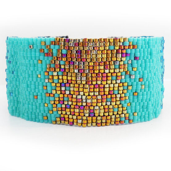 Bronze and Blue Gradient Bracelet - Ombre Glass Beads Bracelet