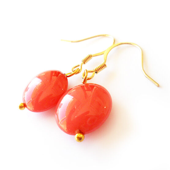 Coral Crystal Beads Earrings