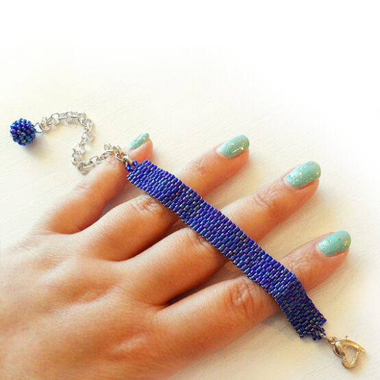 Sara Bracelet - Dark Blue Beads Beadwork Bracelet - Dicope Soul Bracelet