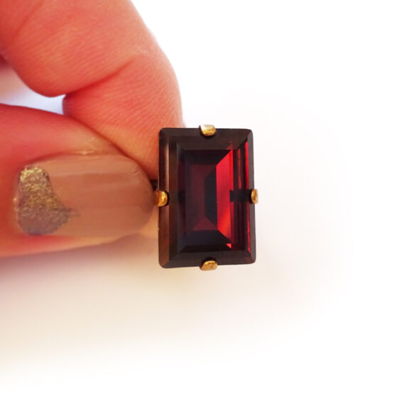 Emerald Cut Swarovski Crystal Wine Ring