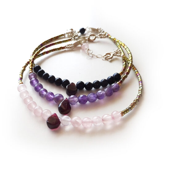 Garnet drop Bracelet with gemstones