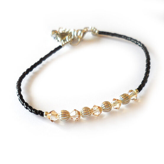 Gold Swarovski crystals Bracelet with silver Beads