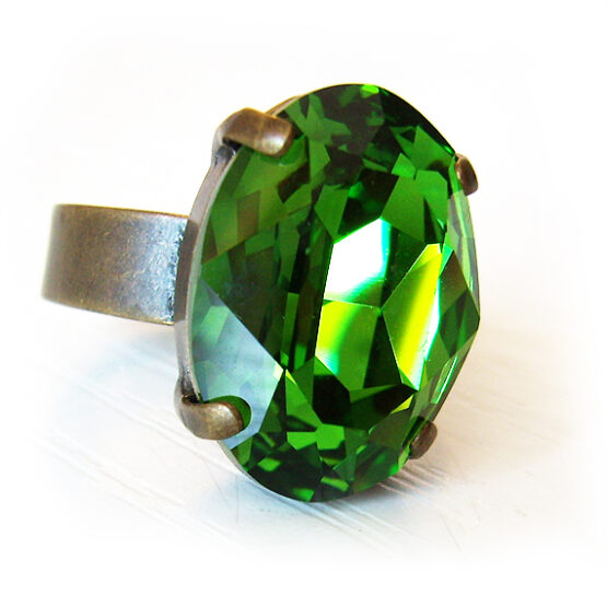 Green Oval Rhinestone Ring