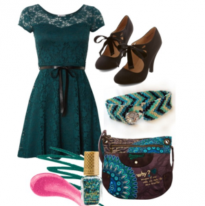 How to wear a Teal Dress Outfit