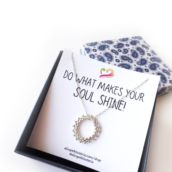 Infinity Beaded Circle sterling silver Necklace