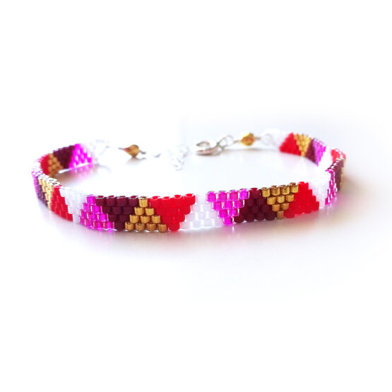 Love colors Pyramids Bracelet with 24kt gold beads and sterling silver