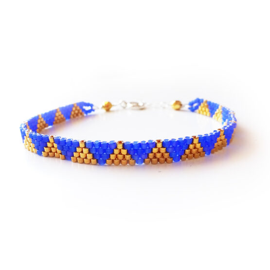 Magical Pyramids Bracelet with blue and 24kt gold beads