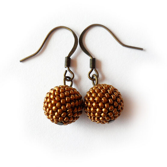 Metal Brown Beads Earrings