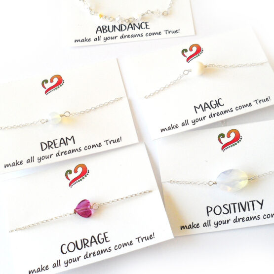 Moonstone and Mother of Pearl Gemstone and Sterling Silver Bracelets