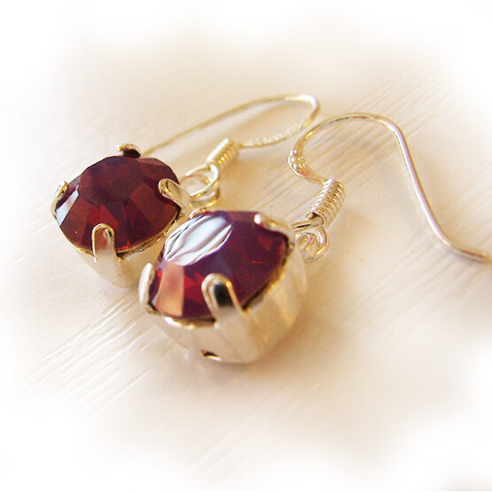 Opal Purple Swarovski Rhinestone Dangle Earrings