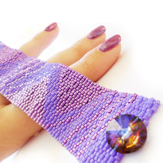 Purple Triangles Bracelet - Geometric Design Cuff Bracelet