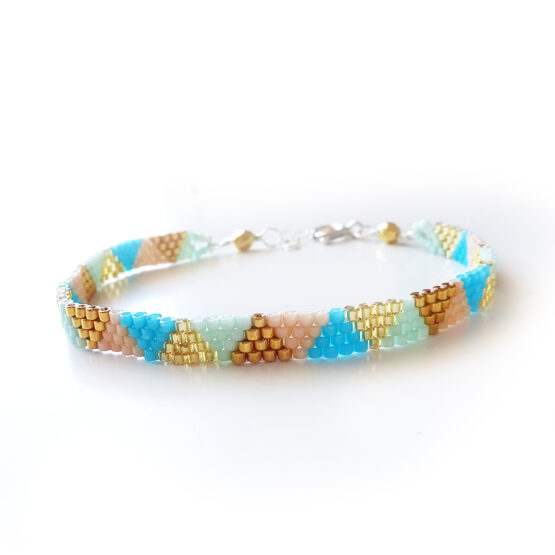 Pyramids in the Beach Bracelet with 24kt gold beads and sterling silver