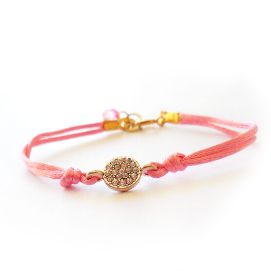 Sparkly Bracelet with Rose Gold Charm Pink