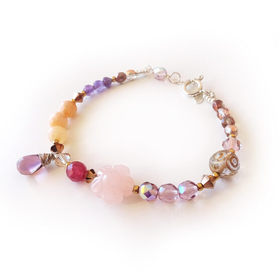 Spring Gemstone beaded Bracelet set in sterling silver