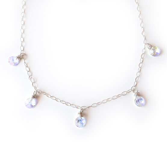 Sterling Silver Choker Necklace with swarovski charms crystals