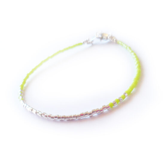 Tranquility Bracelet with sterling silver and Green Crystal Beads