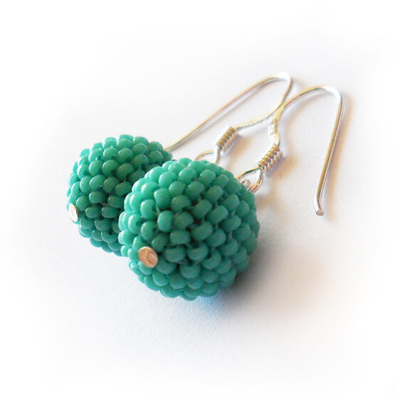 Turquoise Blue Beads Earrings - Sterling Silver Earrings