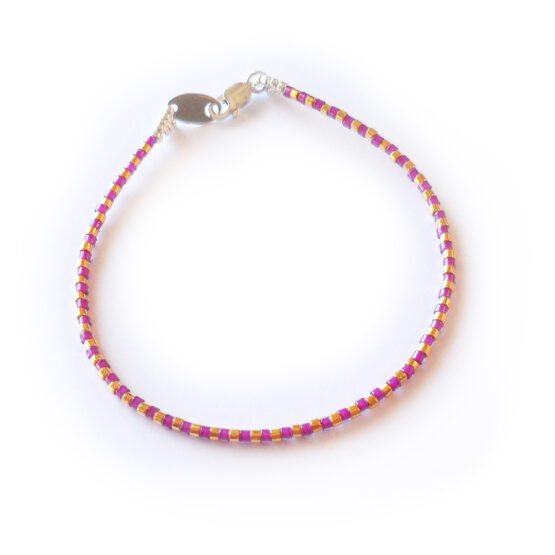 Wishes Bracelet with 24kt Gold and purple beads in sterling silver
