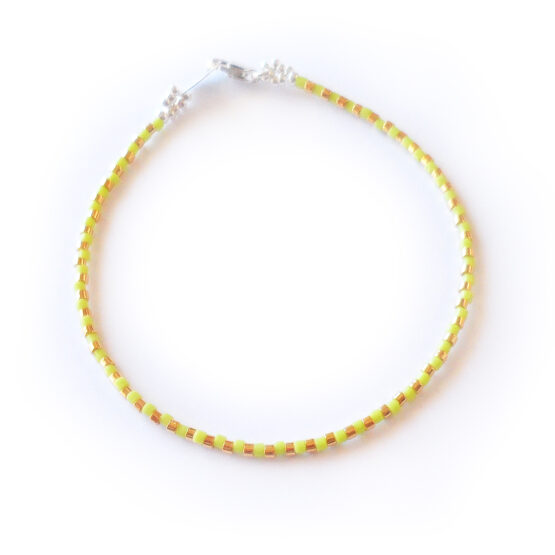 Wishes Bracelet with Gold and Green beads in sterling silver