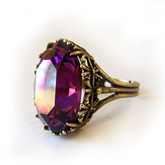 Anillo Ovalado Cristal Swarovski Amatista