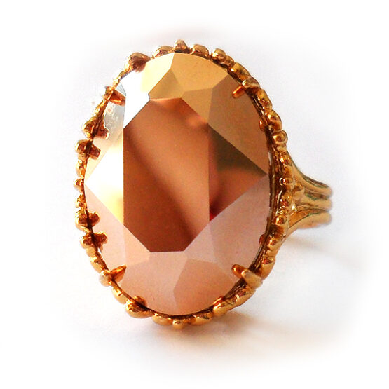 Anillo Ovalado Cristal Swarovski Dorado Rosa