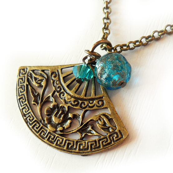 Colgante Abanico Venecia Bolita Murano Azul