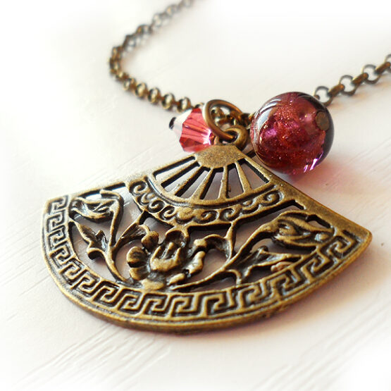 Colgante Abanico Venecia Bolita Murano Lila