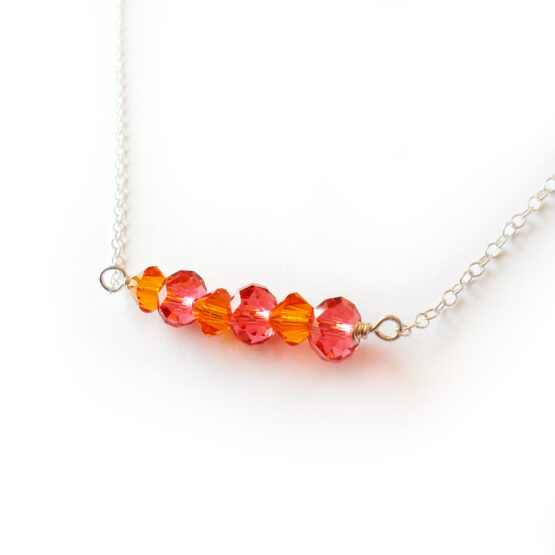 Collar Yolanda con cuentas de cristal Swarovski naranja y rosado