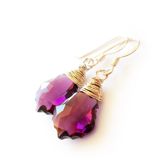 Pendientes Barrocos de Cristal Swarovski Morado Amatista