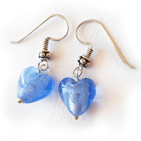 Pendientes Corazones de Cristal en Azul
