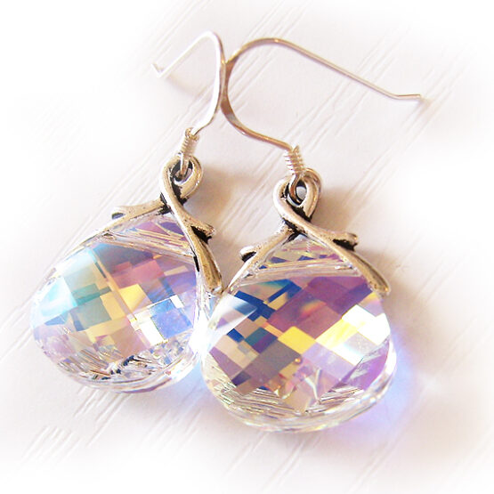 Pendientes Gota Swarovski Aurora Boreal - Pendientes Plata de Ley