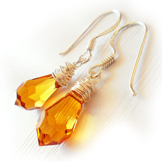 Pendientes Gota Swarovski Cristal Topacio Plata de Ley