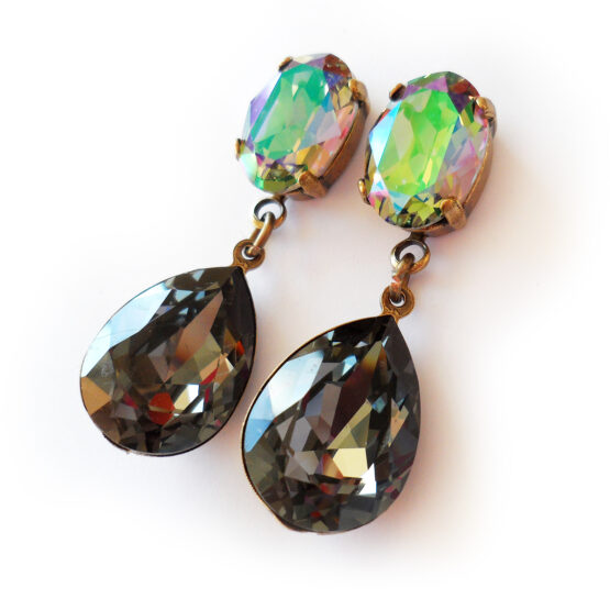 Pendientes Joya Gris Paraiso con Gotas de cristal Swarovski