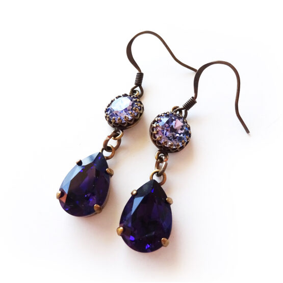 Pendientes Joya con Gotas de swarovski Morados
