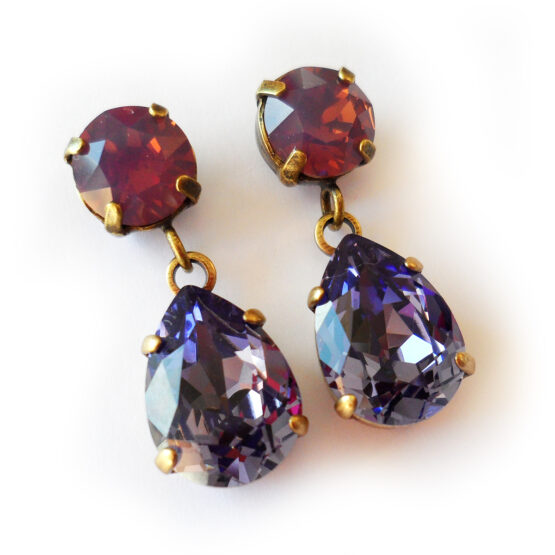 Pendientes Joya de Swarovski en Lagrimas Lila Tanzanite