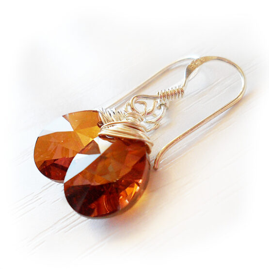 Pendientes Lágrima Swarovski Marron Topacio Plata de Ley