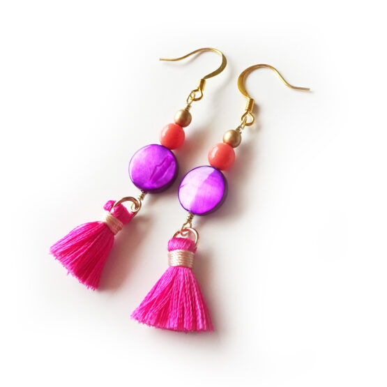 Pendientes Tassel Rosa