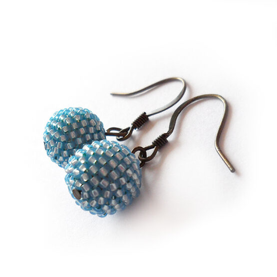 Pendientes abalorios de cristal azul brillante