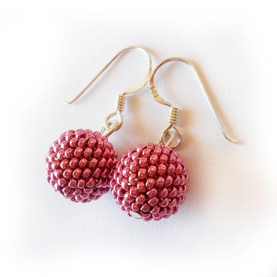 Pendientes abalorios de cristal rosa metálico