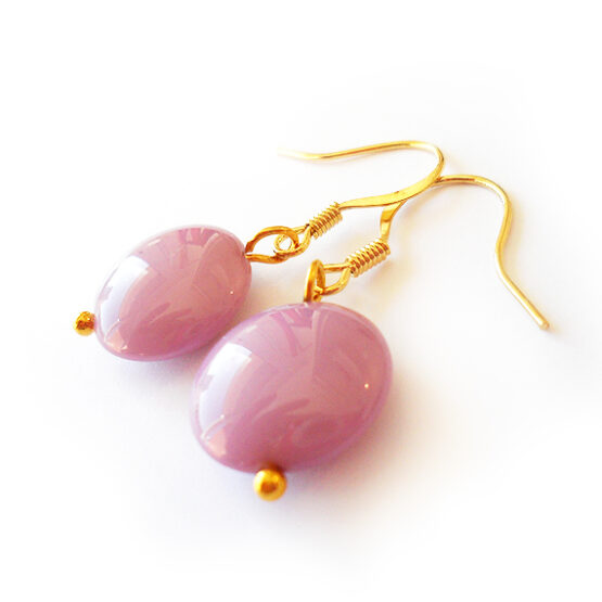 Pendientes con Cuentas de Cristal Lila