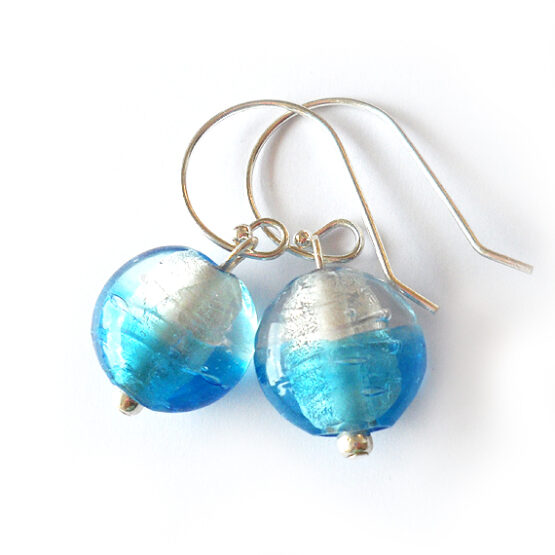 Pendientes con Cuentas de Murano Cristal Azul