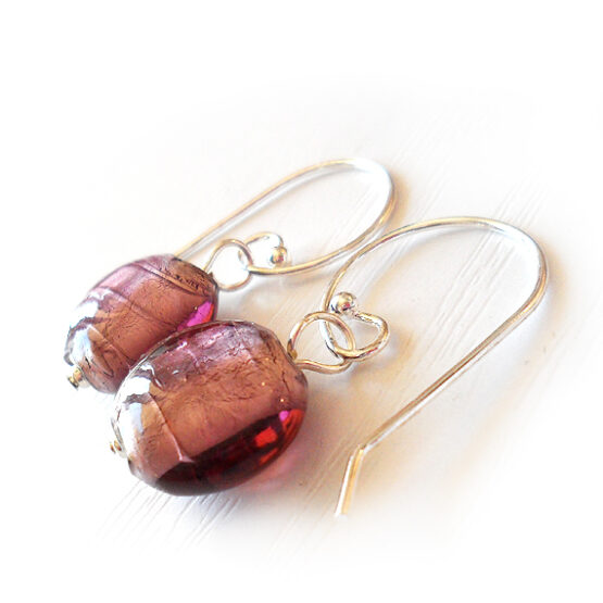 Pendientes con Cuentas de Murano Lila