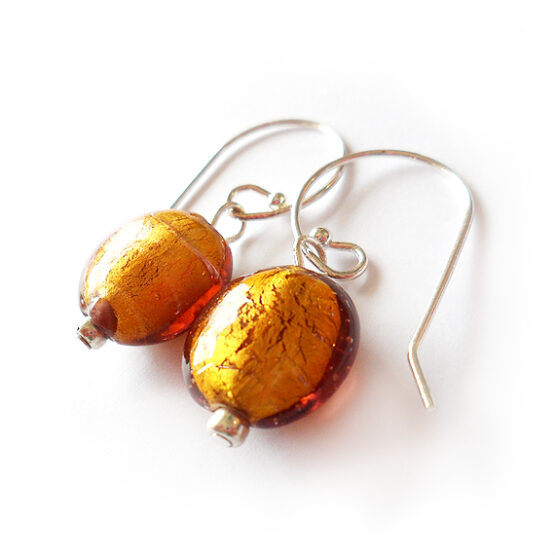 Pendientes con Cuentas de Murano Naranja Topacio