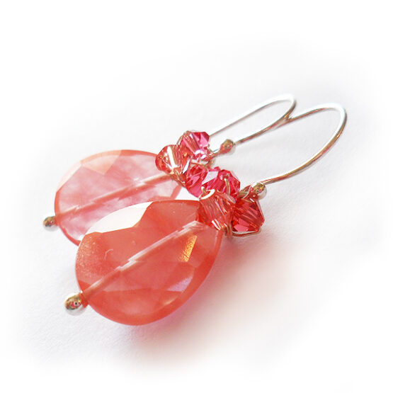 Pendientes con Gota de Cuarzo Cerezo