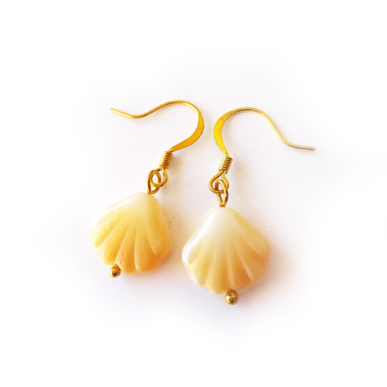 Pendientes de Concha de Cristal Crema
