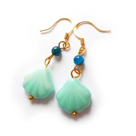 Pendientes de Concha de Cristal Turquesa