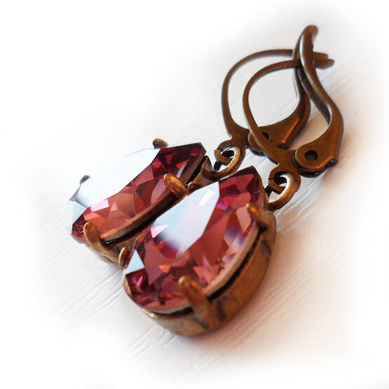 Pendientes Lágrima Swarovski Rosa Vintage