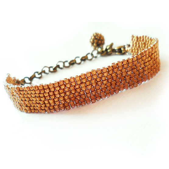 Pulsera Adriana - Pulsera Alma de Dicope en Bolitas de Cristal Bronce