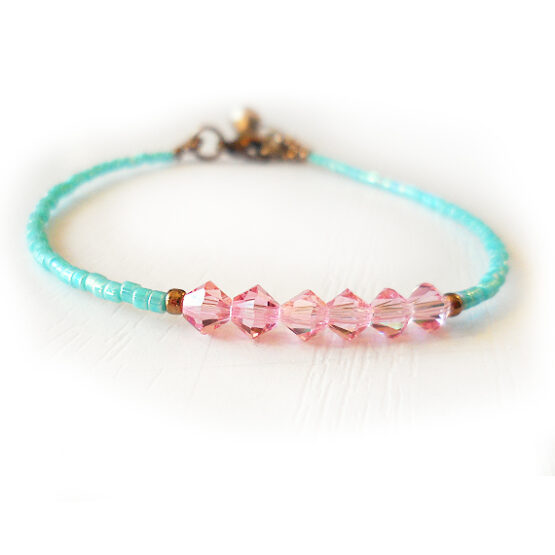 Pulsera Cristales de Swarovski Rosa y Azul