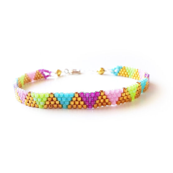 Pulsera Fiesta de mini piramides Oro de 24kt y plata de ley